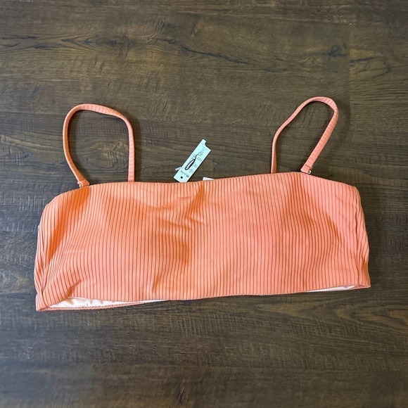 Madewell Second Wave Ribbed Spaghetti-Strap Bandeau Bikini Top - Picture 3 of 6